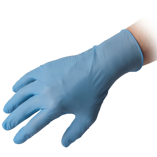 guanti nitrile monouso azzurri senza polvere lattice taglia